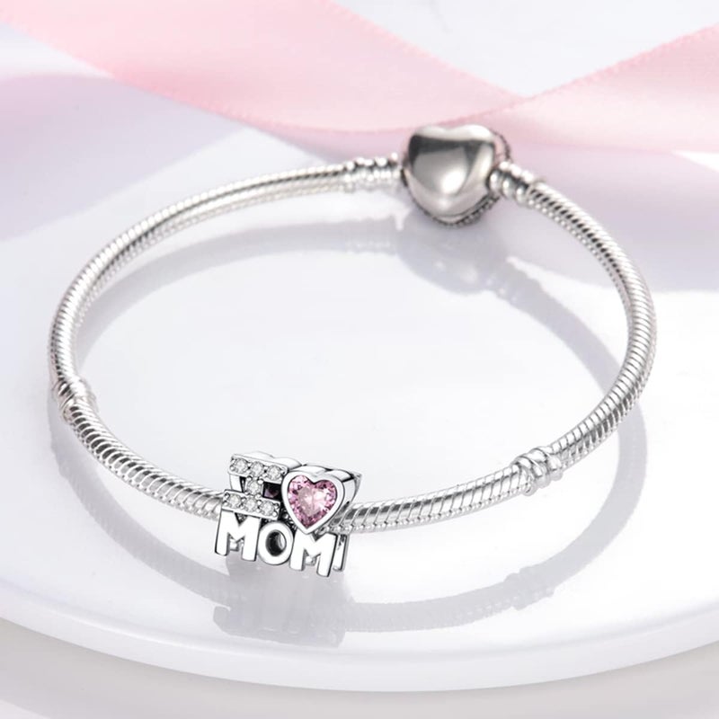 MULA 925 Sterling Silver Charms for Bracelets and Necklaces Lucky Home Happy Family Forever Love Mom Beads Dangle Pendants Jewelry for Women - Image 3